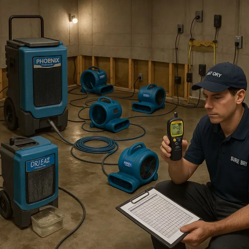 Structural Drying and Dehumidification process in Cedar Hill, MO